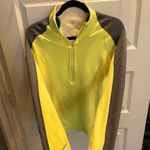 Lululemon lime green half zip with thumb holes